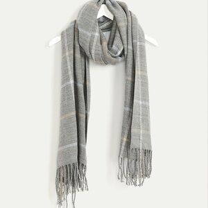 Reitmans Thick Gray Grid Plaid Blanket Scarf NWT Warm Cozy Neutral Giftable